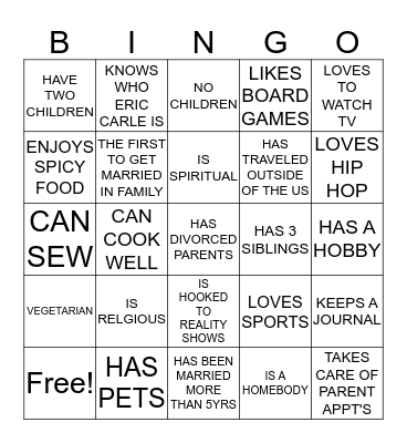 DIVERSITY  Bingo Card
