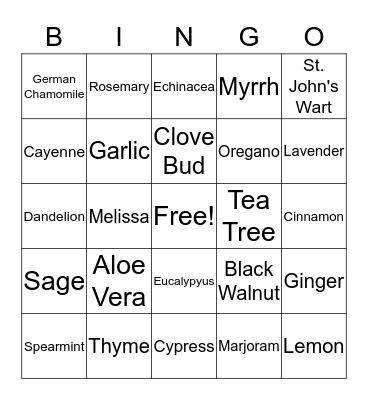 Complementary & Alternative Medicine Bingo Card