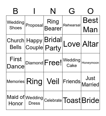 Nancy's Bridal Shower Bingo Card