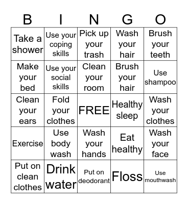 ADLs Bingo Card