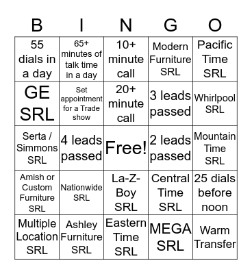 Home Goods Bingo Card
