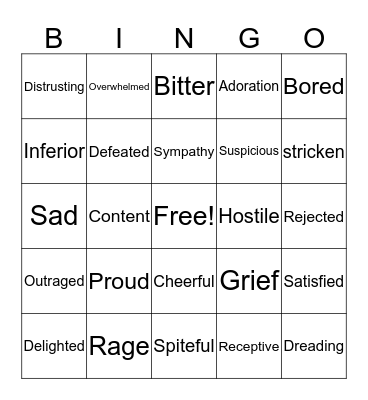 Feelings Bingo Card