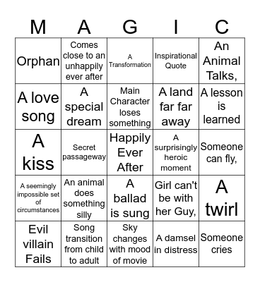 Disney Bingo Card