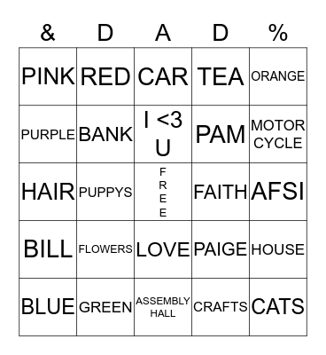 MOMMY Bingo Card