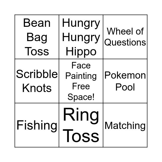 Kids Zone BINGO Card