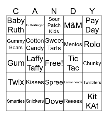 CANDY BINGO Card