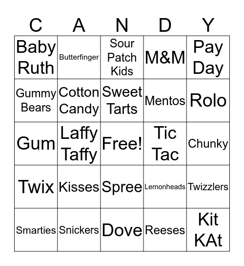 CANDY BINGO Card