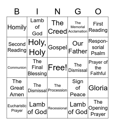 The Mass Bingo Card