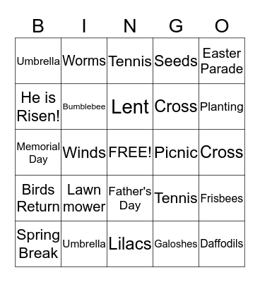 Super Seniors Spring Fling!! Bingo Card