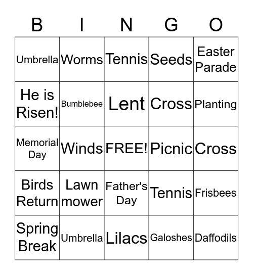 Super Seniors Spring Fling!! Bingo Card