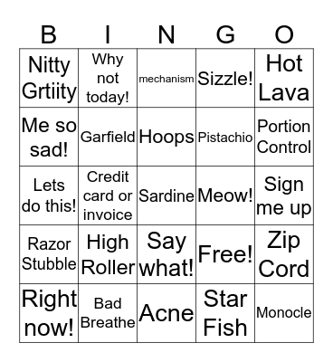 COLD CALL BINGO! Bingo Card