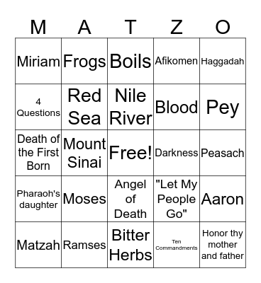 Passover Bingo Card