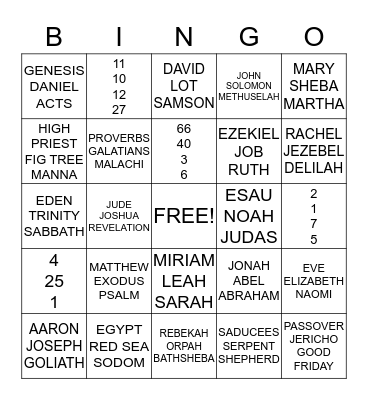 BIBLE BINGO Card