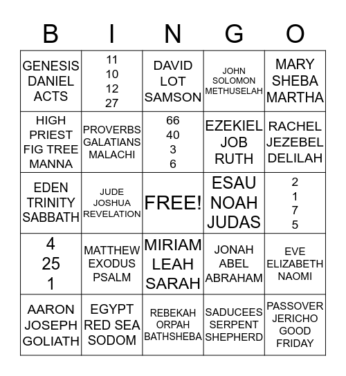 BIBLE BINGO Card