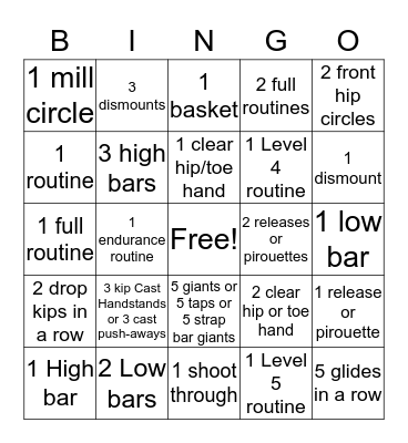 Bar Bingo Card