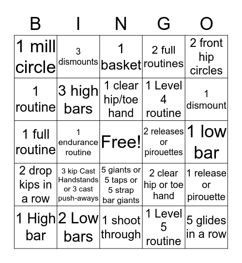 Bar Bingo Card