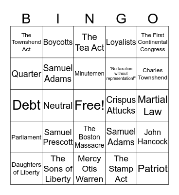 Chapter 5 Lesson 1 & 2 Bingo Card