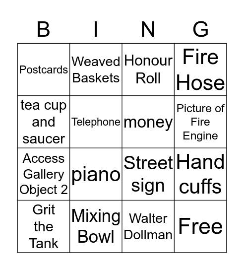 Unley Museum Bingo Card