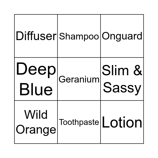 doTERRA Bingo Card