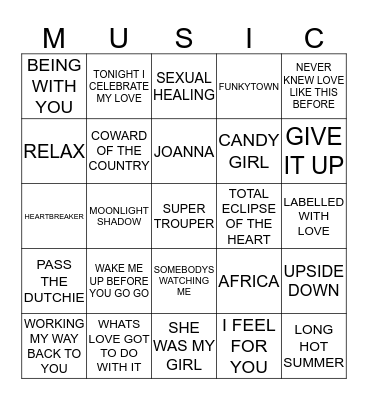 BEST OF 80'S (5) Bingo Card