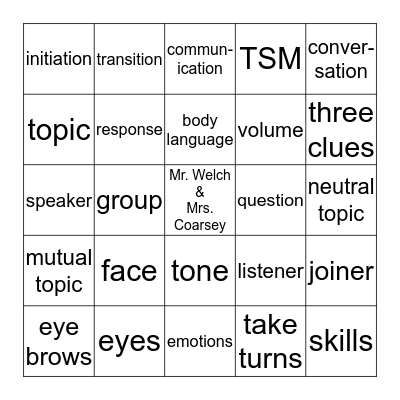 Communication Review Bingo Card