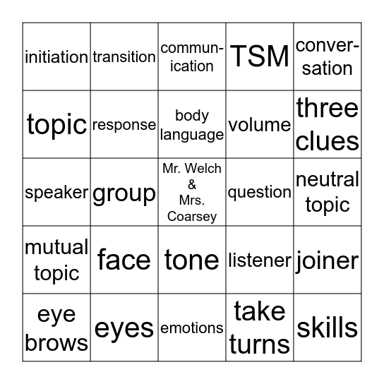 Communication Review Bingo Card