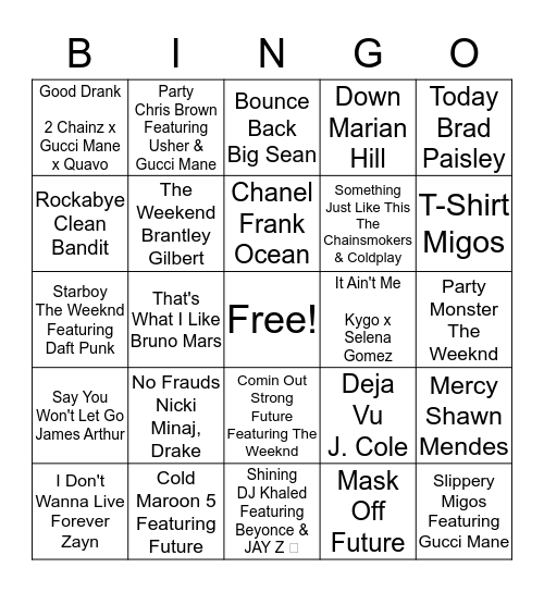 MUSIC Bingo Card