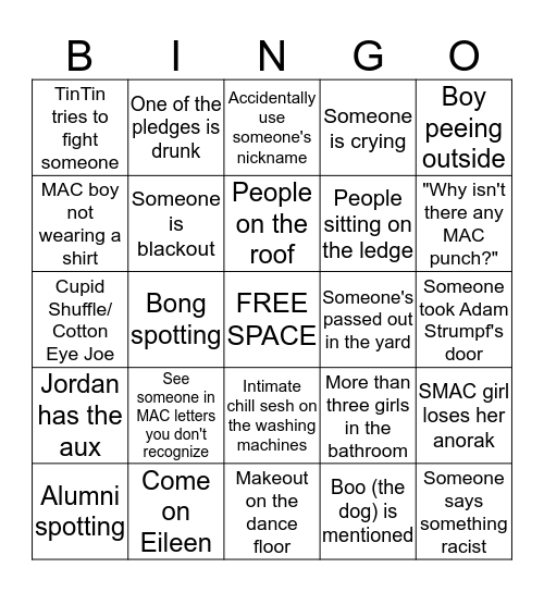 MAC Bingo Card