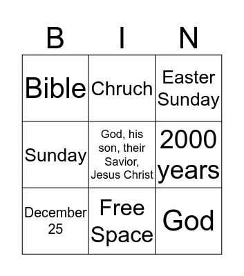 Christan Bingo Card