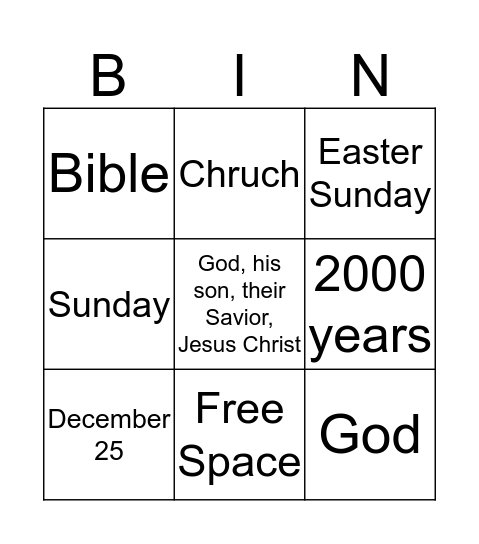 Christan Bingo Card