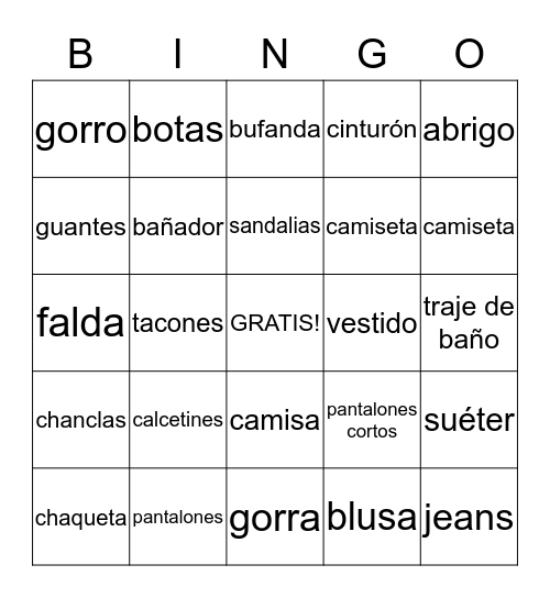 BINGO Card