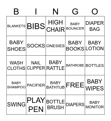 Baby Bingo  Bingo Card