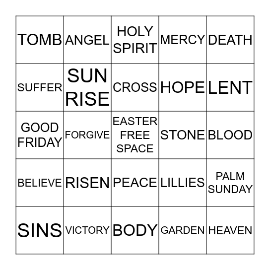 EASTER BINGO Card