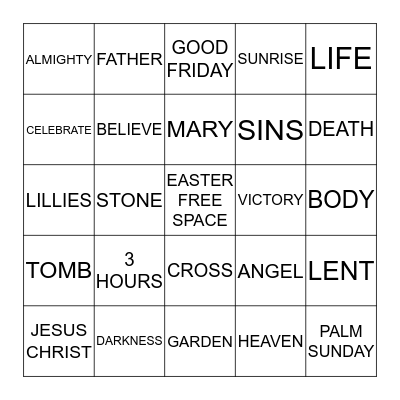 EASTER BINGO Card
