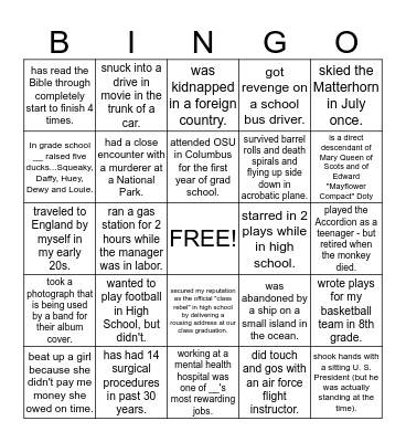 Mysterious Game Groupers Bingo Card