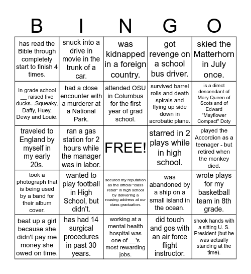 Mysterious Game Groupers Bingo Card