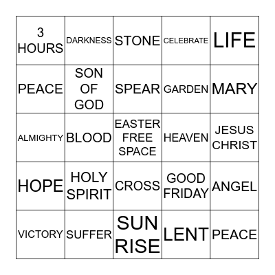 EASTER BINGO Card