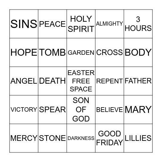 EASTER BINGO Card