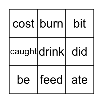 BINGO OF VERBS Bingo Card