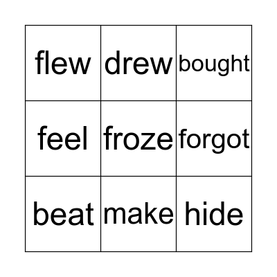 BINGO OF VERBS Bingo Card