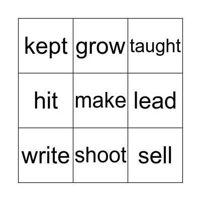 BINGO OF VERBS Bingo Card