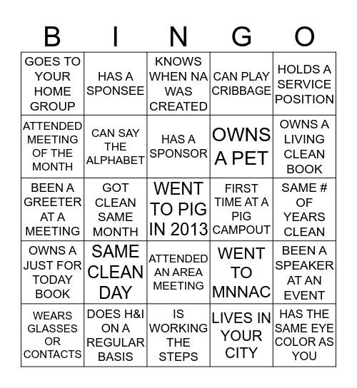 SSFA 29TH PIG CAMPOUT Bingo Card