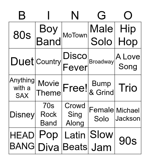YTP Karaoke Bingo! Bingo Card
