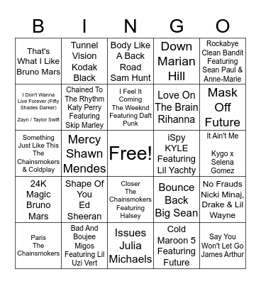 MUSIC Bingo Card