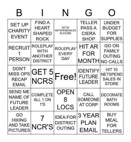 STORE MANAGER BINGO Card