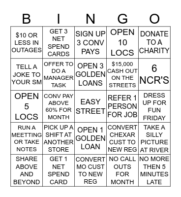 TELLER BINGO  Bingo Card