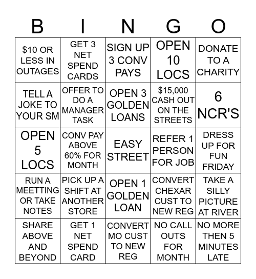 TELLER BINGO  Bingo Card