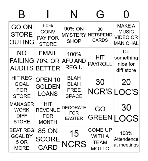 STORE BINGO Card