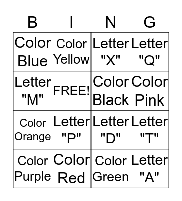 Week 1 Vocabulary Bingo Card