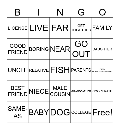 ASL 1 Bingo Card